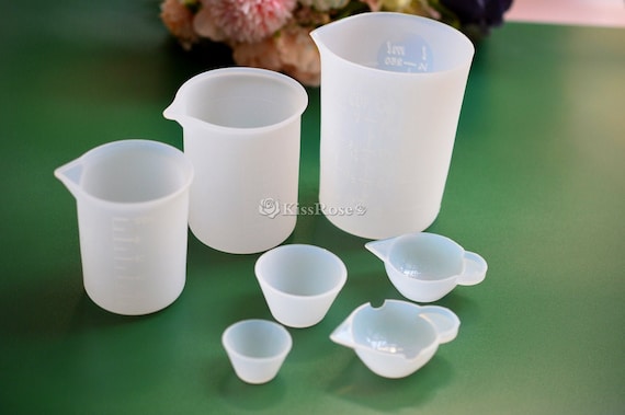 Silicone measuring cup with scale-Resin mixing cup-Dispensing cup for epoxy resin-Resin container tool-Silicone cup for resin craft DIY