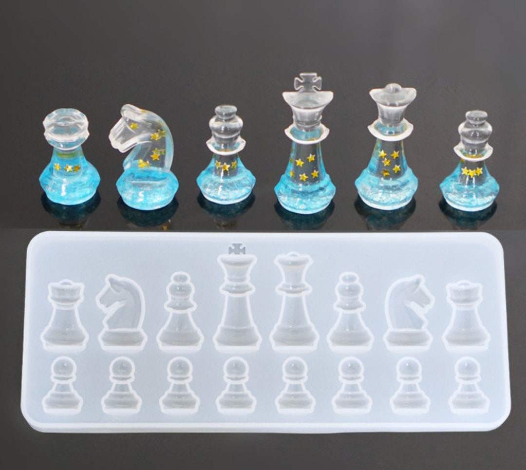 Jmtresw 3D Crystal International Chess Pieces Mold DIY Chess Pieces  Silicone Mould 