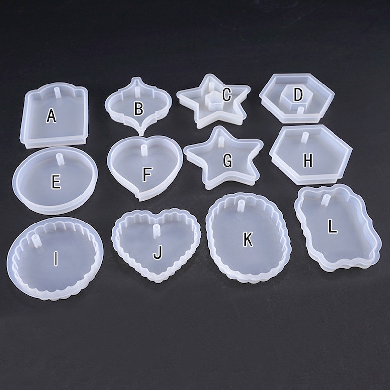 12 Styles Pendant Silicone Mold With Hole Silicon Molds for Etsy