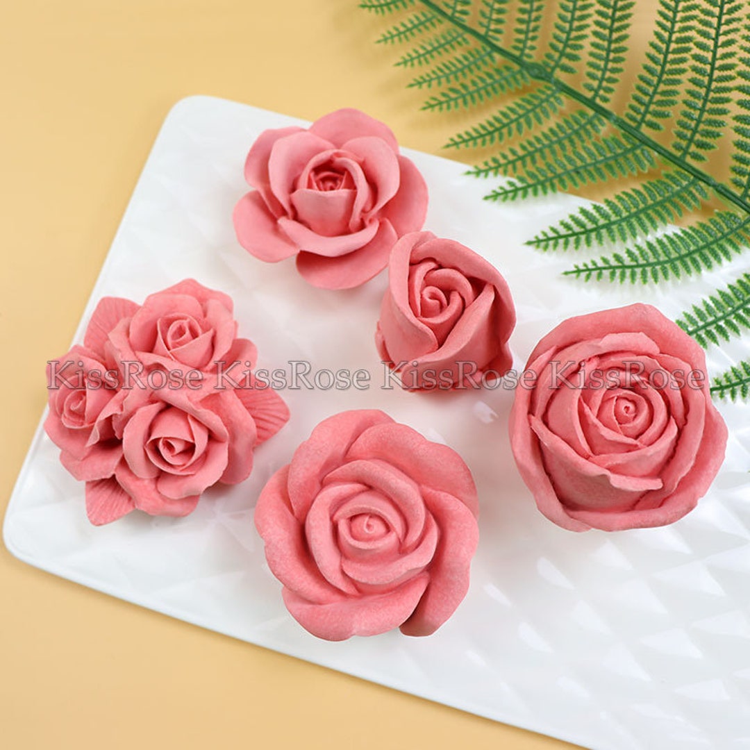 FineInno 3D Rose Flower Silicone Molds for Epoxy Resin,Floral Crystal Molds  with Stems Bouquets Branch Casting Mould for Fondant Chocolate Candy Soap