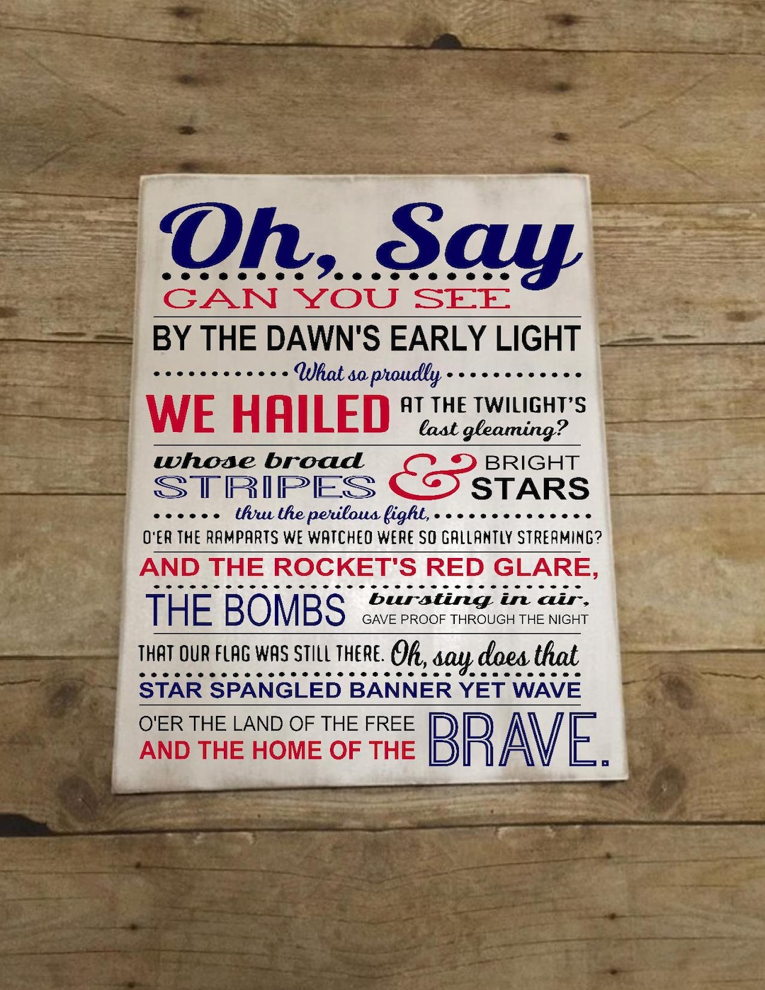 Star Spangled Banner Lyrics Wood Sign, National Anthem Wood Sign, Americana  Decor, United States, America, 4th of July, Pledge of Allegiance - Etsy