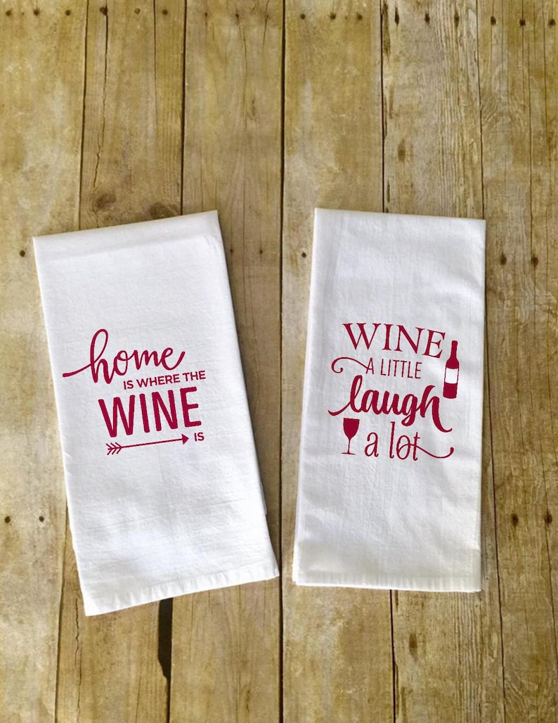 Wine Kitchen Towels Set of 2 Etsy