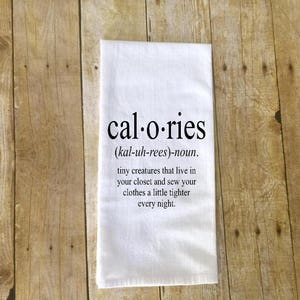 SET of 2 kitchen towels Hangry definition Calories definition image 3