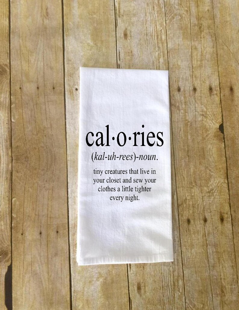 SET of 2 kitchen towels Hangry definition Calories definition image 3