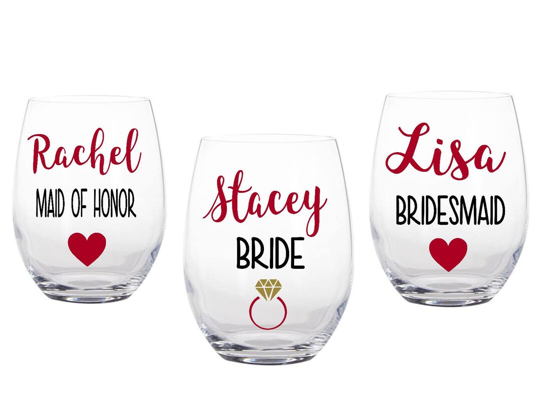Bridal Party Wine Glass Set of 6 Etsy
