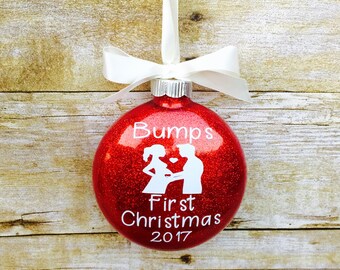 bumps first Christmas - Pregnancy announcement Christmas ornament.
