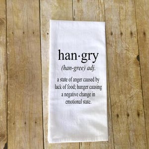 SET of 2 kitchen towels Hangry definition Calories definition image 2