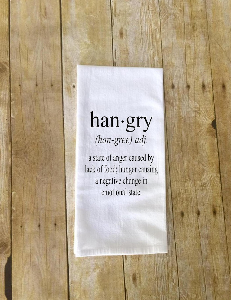 SET of 2 kitchen towels Hangry definition Calories definition image 2