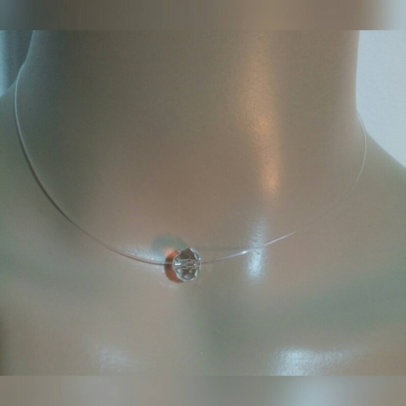 A Choker necklace made with a gorgeous transparent pendant transparent nylon thread Measures 36cm.