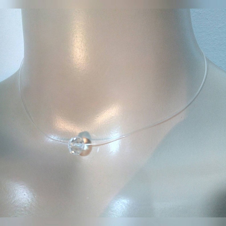 A Choker necklace made with a gorgeous transparent pendant transparent nylon thread Measures 36cm.