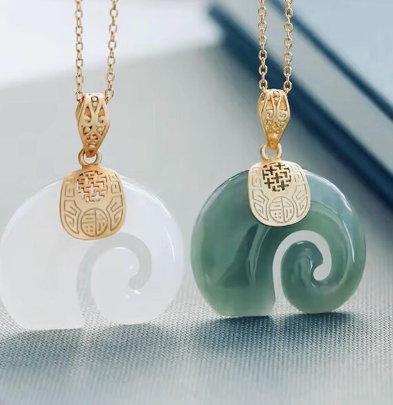 Elegant 18K Gold Plated Necklace With Jade Elephant Pendant
