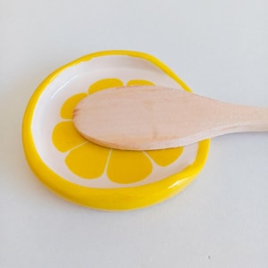 Spoon Rest Lemon - Ceramic Kitchen Ware - Handmade Spoon Rest - Kitchen Accessories - Ceramic Spoon Rest - Fruit Spoon Rest