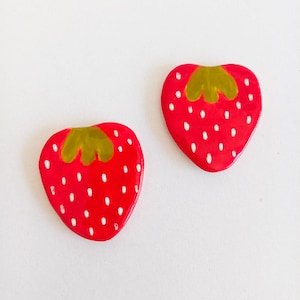 Cute set of Strawberry Magnets  - Fruit Home Decor - Cottage Core Homeware - Fun Strawberry Magnets - Whimsical House Decoration Gifts