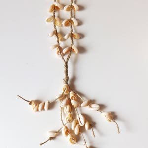 Long Cowrie shell necklace. Braided jute rope. image 5