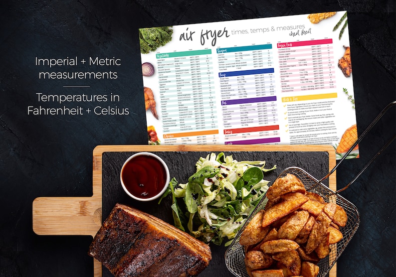 air fryer cooking times and weights cheat sheet printable