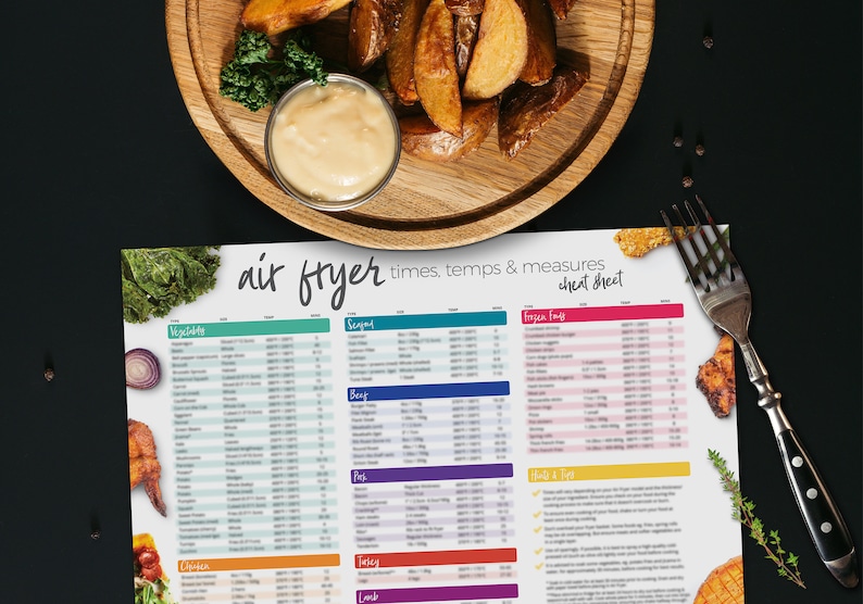 Air fryer cheat sheet printable digital download