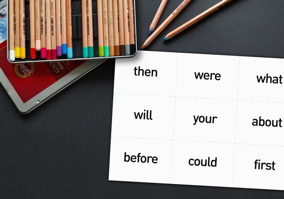 Digital Download Flash Cards 1-300 Printable Sight Words Montessori 
