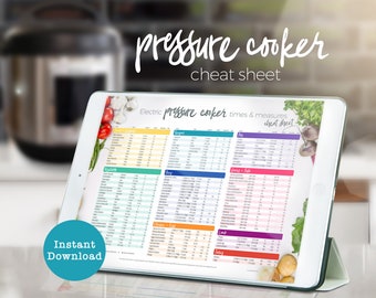 Pressure cooker Instant Pot Times Cheat Sheet Pressure Cooker Guide Printable for healthy meals. Instant Download.