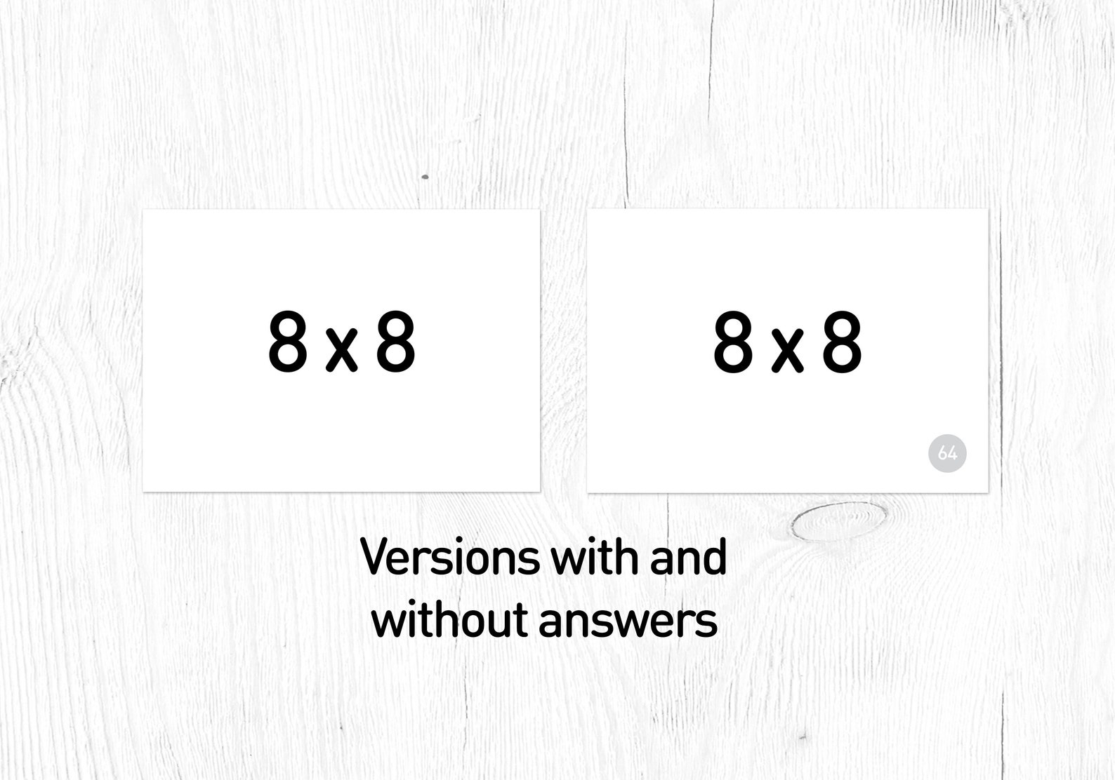 Multiplication Flash Cards & Times Tables Charts PDF Printable Etsy