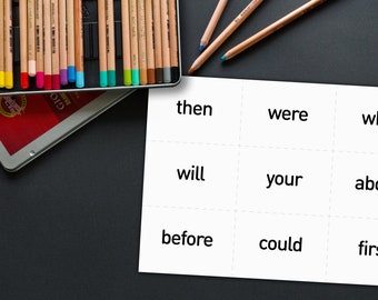 1-100 Printable Sight Words Montessori flash cards - Instant Download