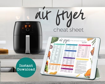 Air Fryer cooking Times, Temps & Measures kitchen Cheat Sheet printable Air Fryer guide. Instant Download