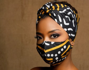 Kopftuch + Gesichtsmaske, Stirnbänder für Frauen, Stirnbänder, Frauen Stirnband, Headwrap, Maske, Masken, Weihnachtsgeschenk für sie