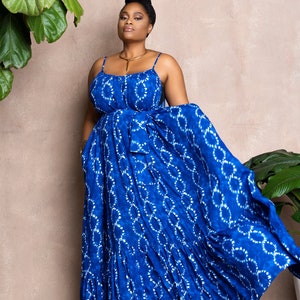 Indigo African Print Summer Dress