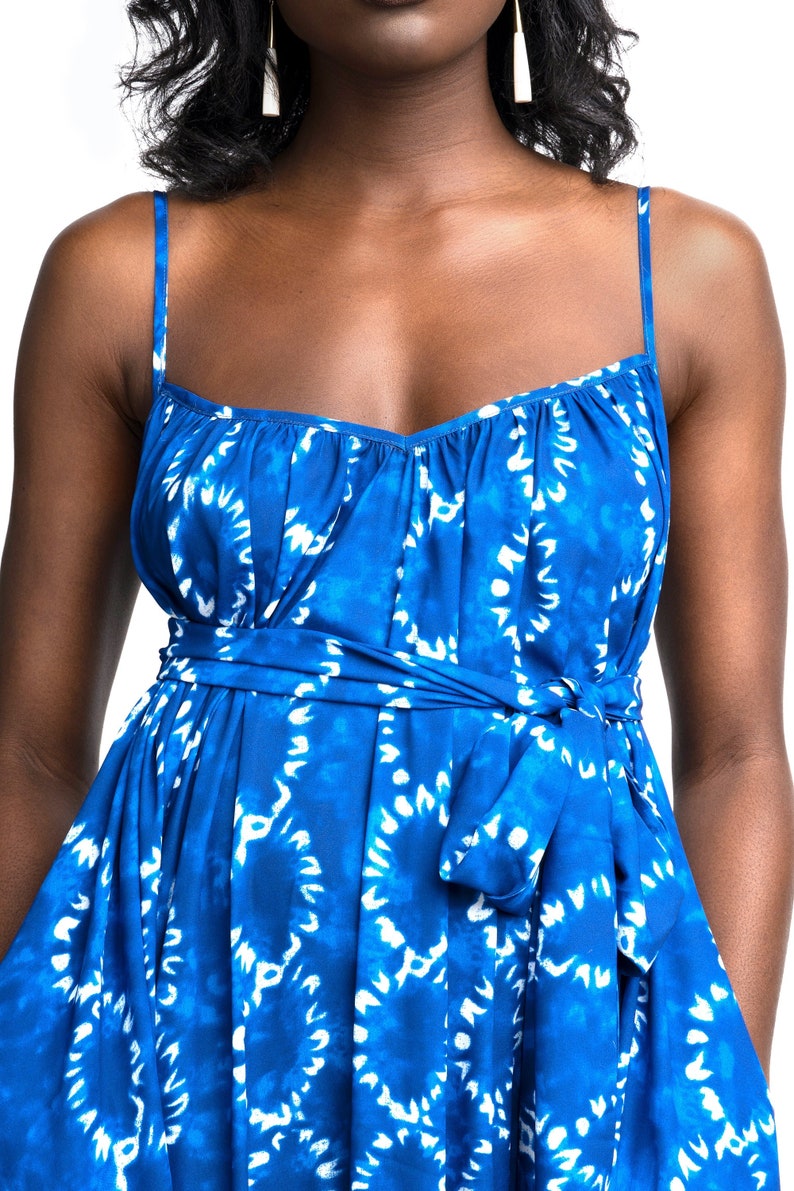 Indigo African Print Summer Dress