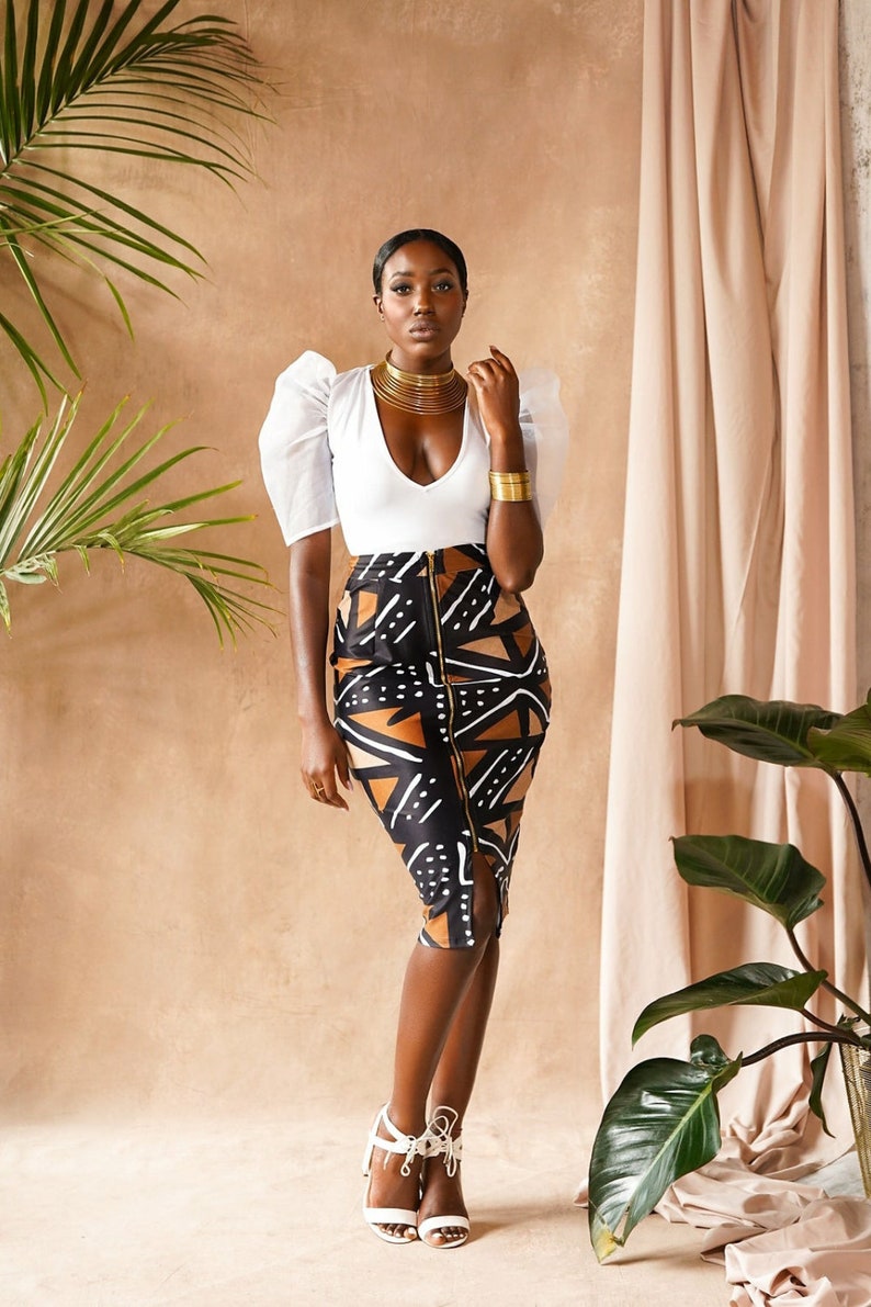 Tara Stretchy African Print Pencil Skirt