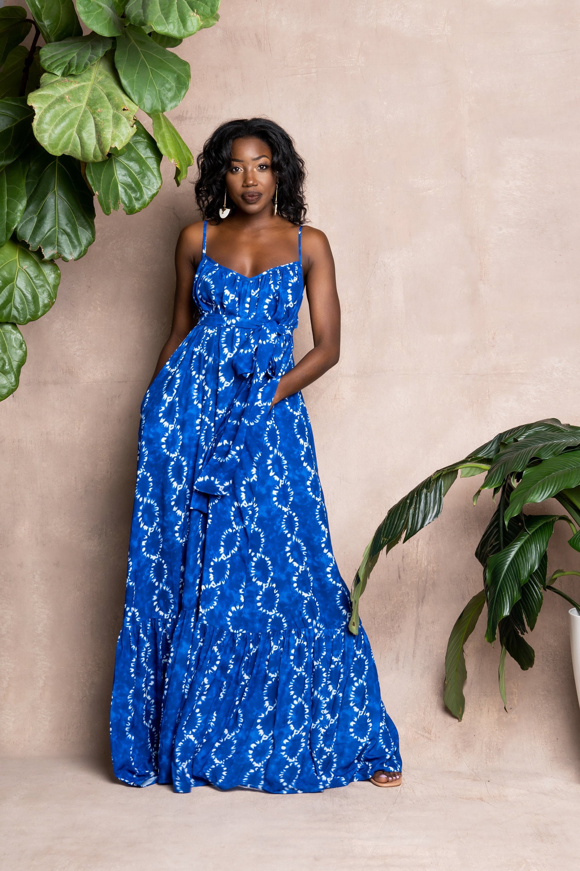 Blue Maxi Dress with Pockets Vibrant Elegant Statement African Ankara Flowy Dress with Low Back Evening Party Royal Dress Blue Maxi Dress with Pockets Vibrant Elegant Statement African Ankara Flowy Dress with Low Back Evening Party Royal Dress
