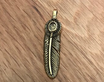 Bronze Feather Cabochon Setting Charms