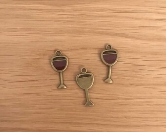 10/20/30 Antique Bronze Wine Glass Pendant Charms 20mm x 9mm