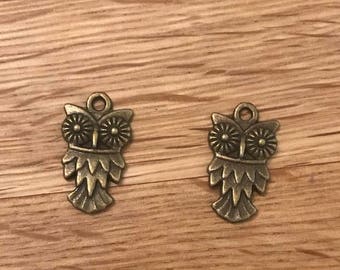 Owl Bird Bronze Tone Charms