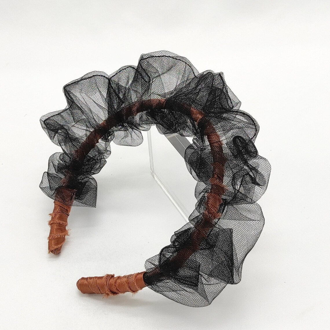 Black Scrunchie Headband. Tulle Headband. This is a Ruched Etsy