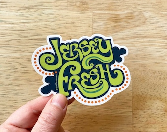 Jersey Fresh - Adesivo dello stato del NJ - Adesivo del New Jersey - Bottiglia d'acqua / Laptop / Decalcomania per auto - Regalo del New Jersey