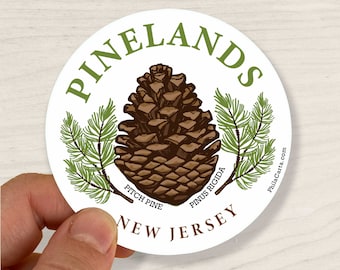 New Jersey Pinelands Sticker - NJ Pine Barrens Pitch Pine - NJ Hikes - Vinyl Decal - Water Bottle Sticker / Laptop sticker / bumper Sticker
