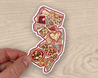 Etiqueta engomada de Nueva Jersey PIZZA pegatina / Boardwalk Pizza - Calcomanía de vinilo - Etiqueta engomada de la botella de agua / Etiqueta engomada del ordenador portátil / pegatina del parachoques - Regalo de Nueva Jersey