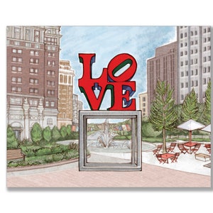 LOVE Park Art - Philadelphia Kunstdruck - Philadelphia City Skyline Druck 11 x 14 zoll - Philadelphia Gift - Philly Gift