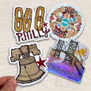 Pacote de adesivos Philly - Adesivo Philadelphia - Skyline de Filadélfia, Philly Soft Pretzel, Liberty Bell- Decalque de garrafa de água PA/adesivo para carro