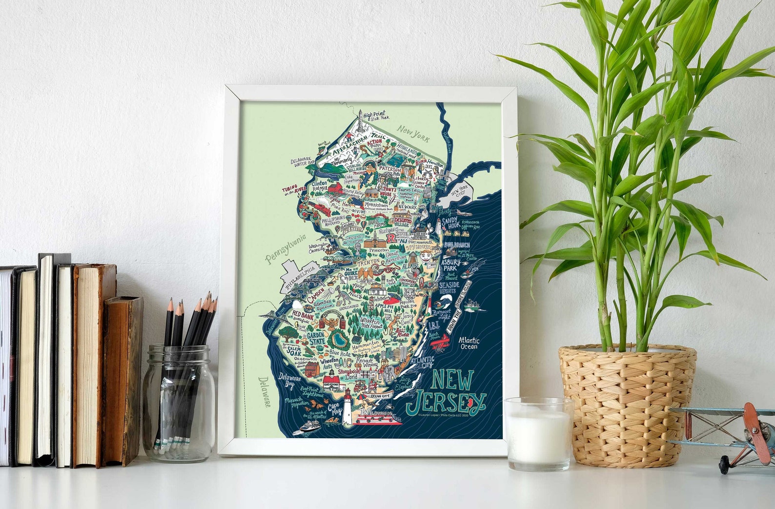 New Jersey Wall Art New Jersey Map New Jersey Art Print Etsy