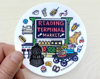 Klistermärke med lästerminalmarknad - Philly-klistermärke - Philadelphia-klistermärken - Vinyldekaler från South Philly - Philly Art - Pennsylvania vattenflaska