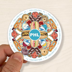 Philadelphia Foodie Sticker - Philly Sticker - Philadelphia Stickers - Cheesesteak Vinyl Decal - Philly Art - Pennsylvania Water Bottle