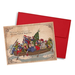 Washington attraversa il Delaware Biglietto di Natale / Biglietto di Natale divertente / Biglietto per gli amanti della storia / Regalo per gli amanti della storia / Pacchetto di biglietti di auguri per le feste