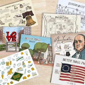 Philadelphia ansichtkaartenset - Philadelphia postkaarten - 5 x 7 Philadelphia postkaarten - Philly Art Print - Philadelphia Cards - PA bruiloft souvenir