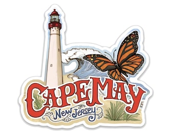 Cape May, New Jersey Sticker - Jersey Shore sticker - New Jersey Travel Souvenir - Waterproof Vinyl Decal