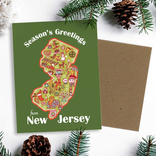 New Jersey Christmas Cards - New Jersey Holiday card set - New Jersey Map / Jersey Shore / New Jersey Gift/ Funny Christmas card