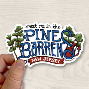 Pine Barrens New Jersey Sticker - Jersey Devil - NJ Pinelands Vinyl Decal - Water Bottle Sticker / Laptop sticker / bumper Sticker