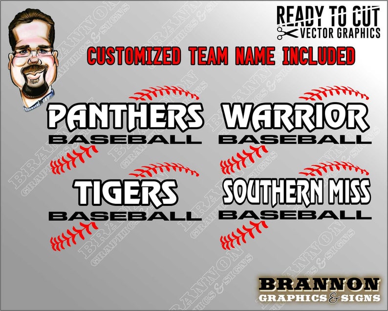 Baseball Stitching Team Name Logo Ready To Cut Vector Art Etsy