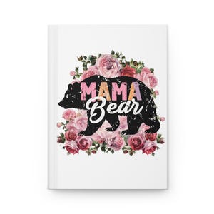Carnet cartonné fleuri maman ours, cadeau pour maman, bloc-notes inspirant, souvenir de baby shower, journal intime d'un amoureux de la nature, jolie papeterie
