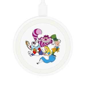 Cargador inalámbrico del Gato de Cheshire, base de carga mágica, decoración de Alicia en el País de las Maravillas, regalo para fans de Disney, accesorios de escritorio